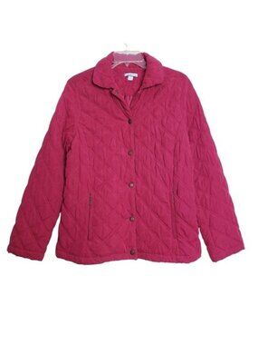 Croft & Barrow Red Quilted Button Up Jacket Lightweight Coat Women's Size Small